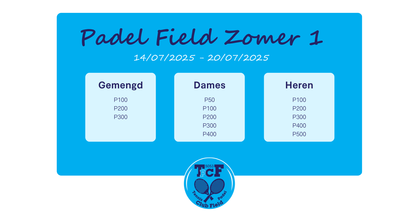 Padel Field Zomer 1 Reeksen