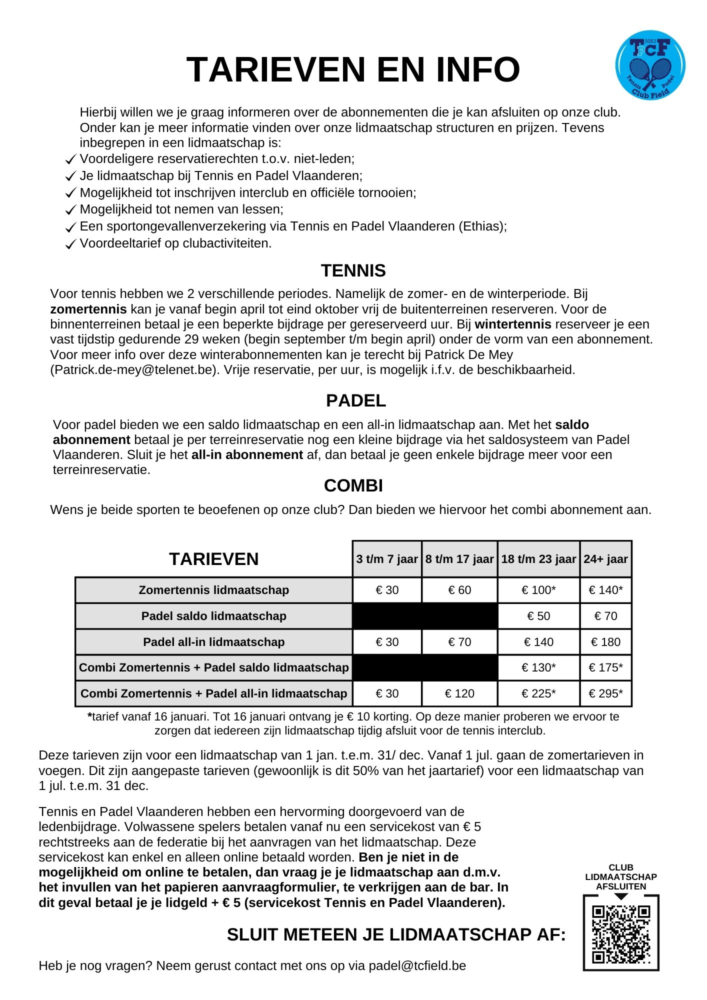 Tarieven en prijzen 2025 1