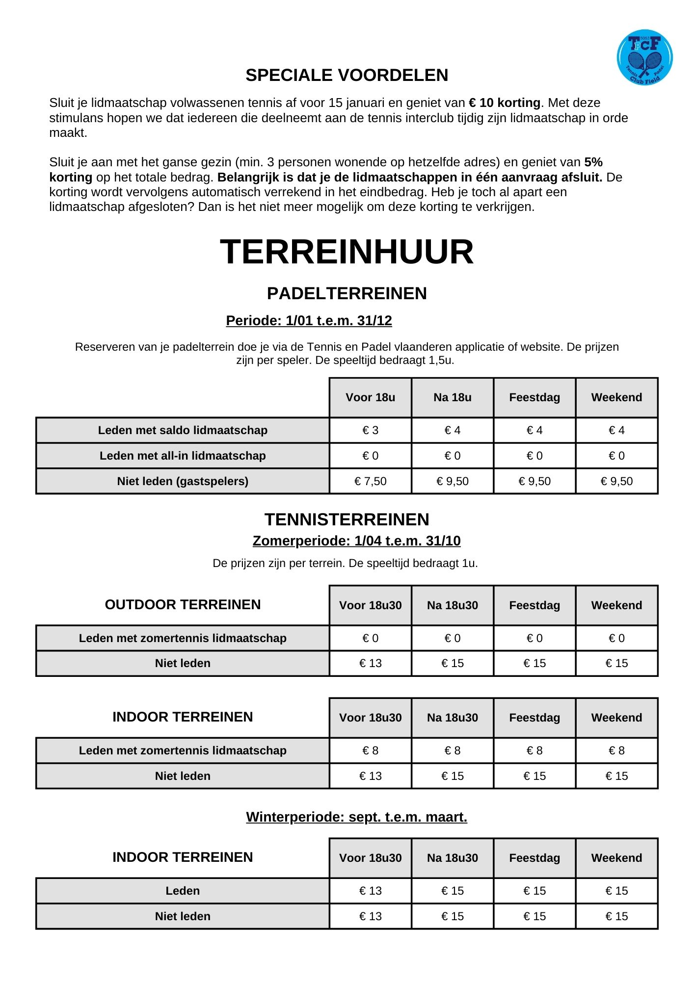 Tarieven en prijzen 2025 2
